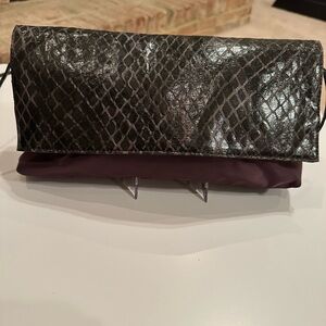Carlos Falchi Snakeskin and Nylon Clutch